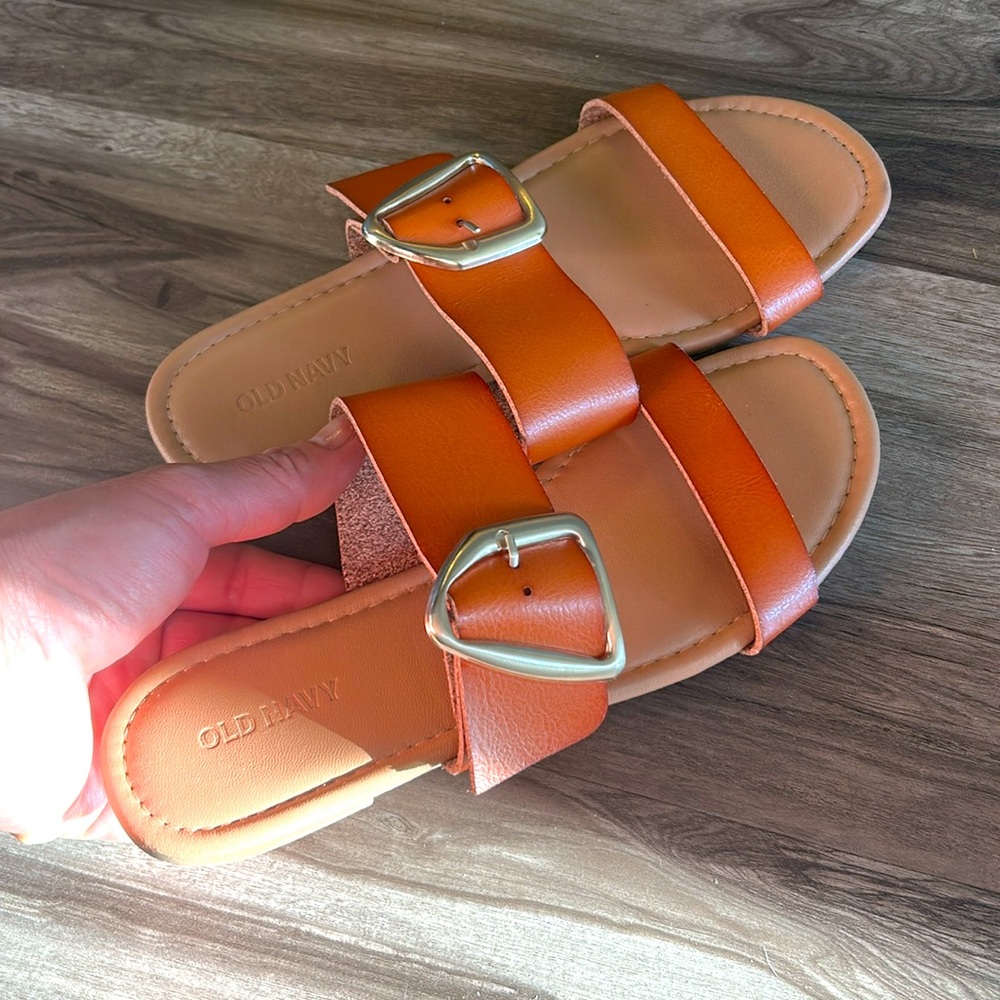 Old Navy  Slide Sandals with Gold Buckles